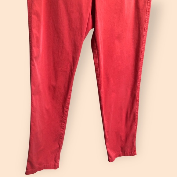 VINCE Chino Trouser Pants Cotton Coral Red Pink Casual Designer USA Women’s 10 - Picture 4 of 11